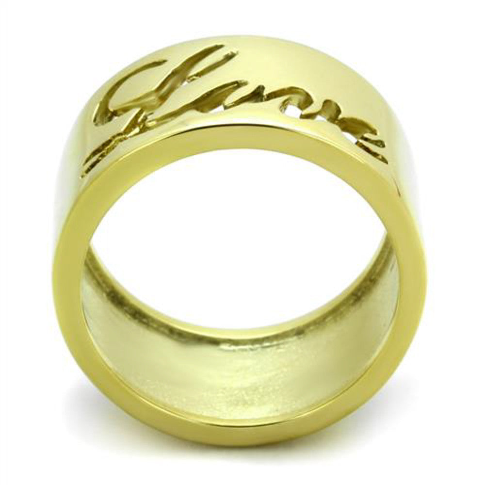 ARTK1878 Stainless Steel 316 Gold Plated 11mm Wide Love Wedding Band Ring Sizes 5-10